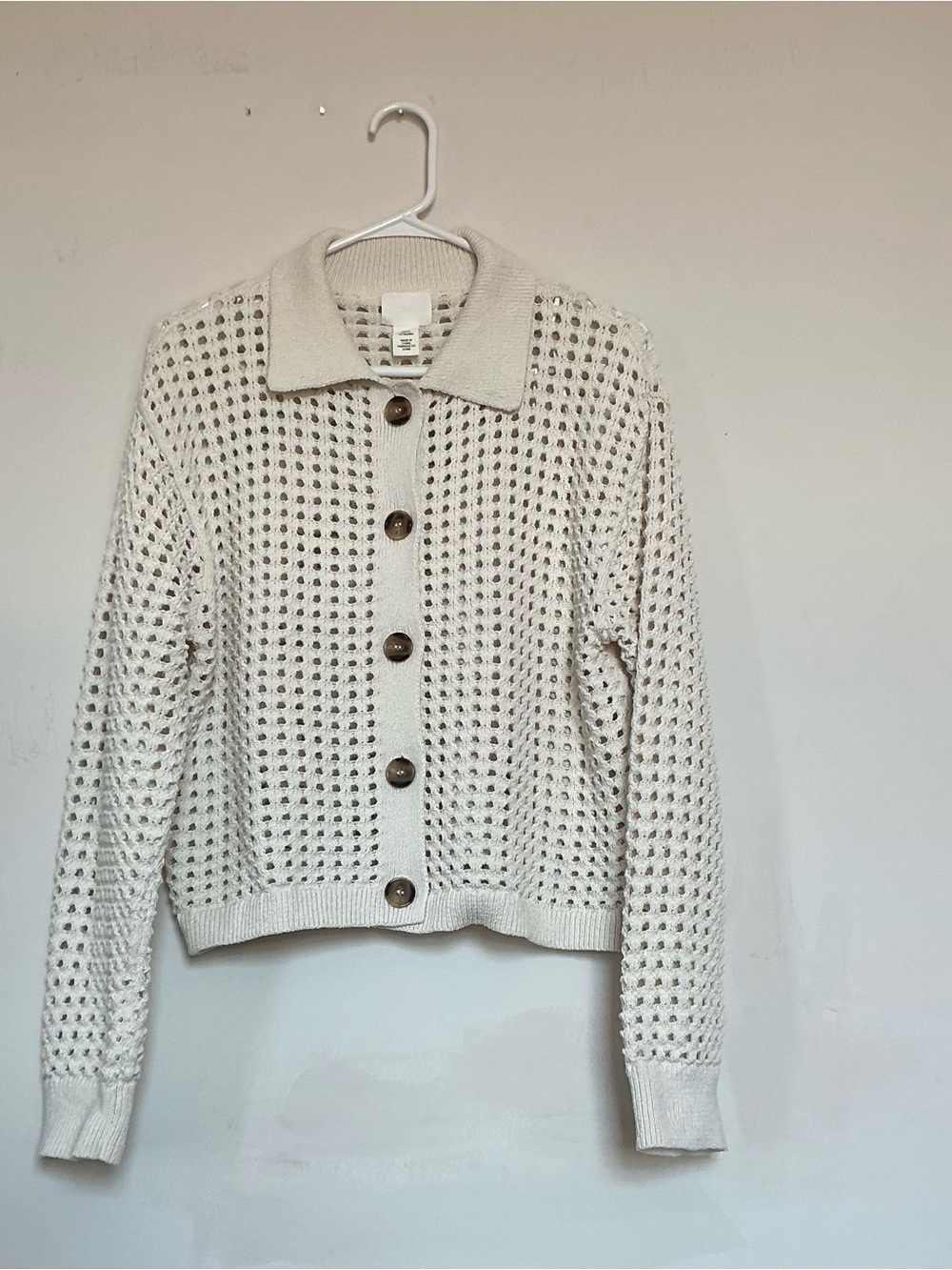 H&M Open-Knit Button Cardigan - Cream size S
